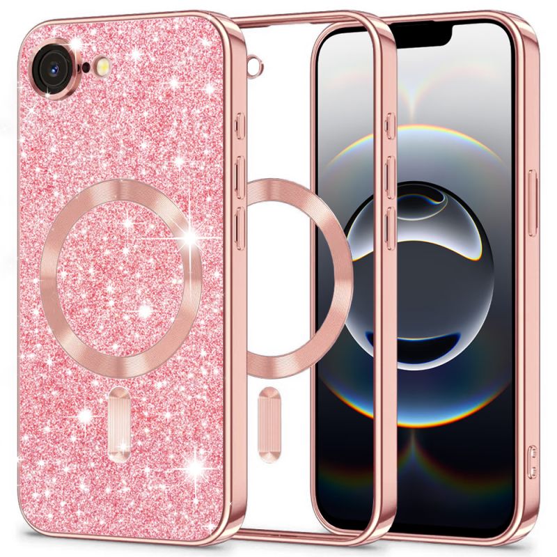 Husa pentru iPhone 16e / iPhone 17e - Techsuit Luxury Glitter MagSafe - Rose Gold
