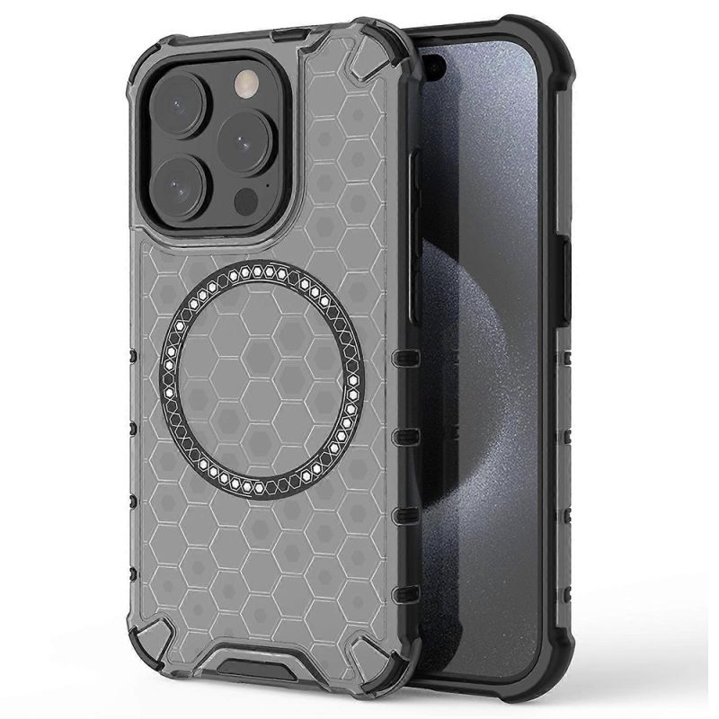 Husa transparenta pentru iPhone 15 Pro - Techsuit HoneyComb Shield MagSafe - Black