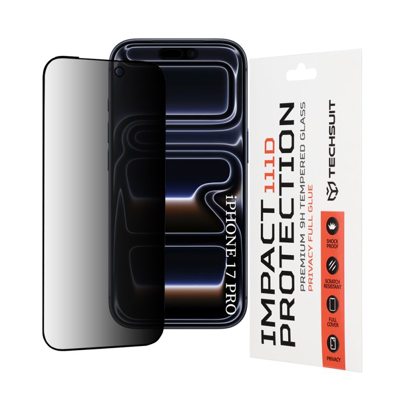 Folie pentru iPhone 17 Pro - Techsuit 111D Privacy Full Glue - Black