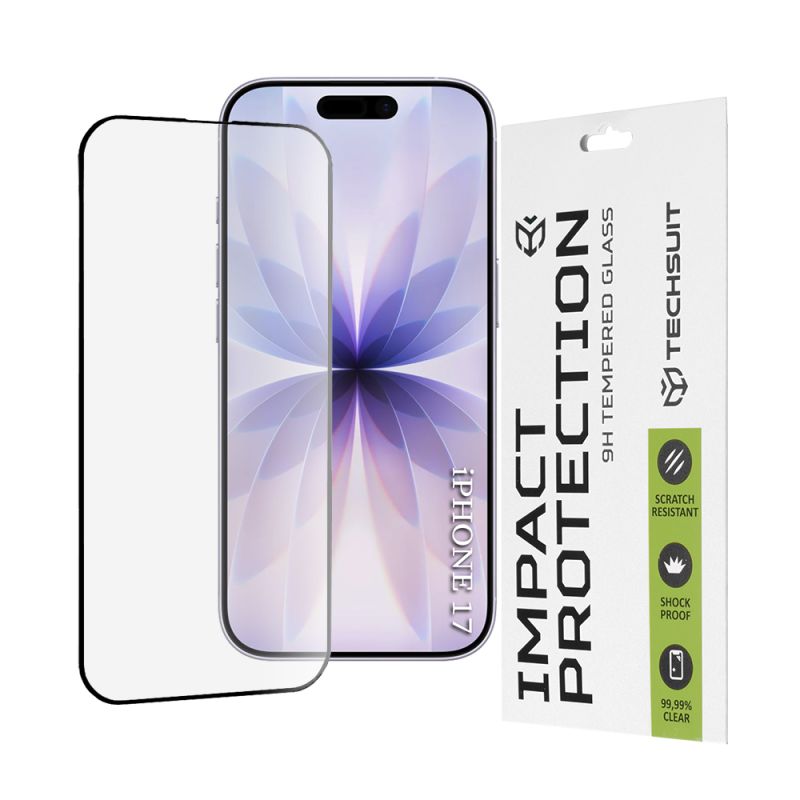 Folie pentru iPhone 17 / iPhone 16 Pro - Techsuit 111D Full Cover / Full Glue Glass - Black