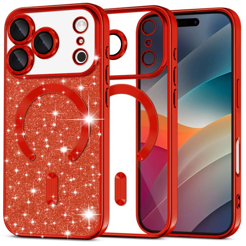 Husa pentru iPhone 17 Pro Max - Techsuit Luxury Glitter MagSafe - Red