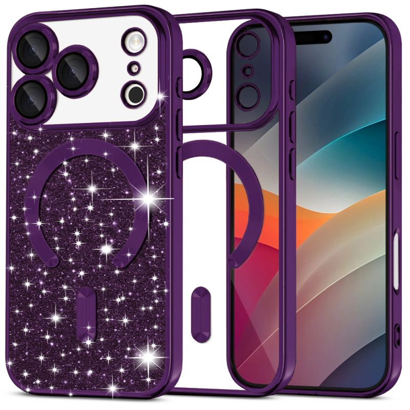 Husa pentru iPhone 17 Pro - Techsuit Luxury Glitter MagSafe - Deep Purple