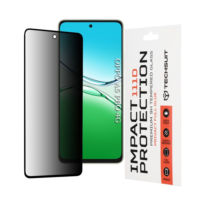 Folie pentru Oppo A5 Pro 4G / A5 Pro 5G - Techsuit 111D Privacy Full Glue - Black