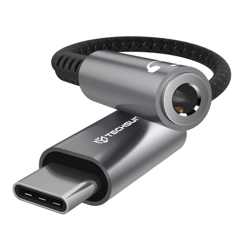 Adaptor Jack, USB-C, Aluminiu, 0.1m - Techsuit SonicPiX (AC14) - Gray
