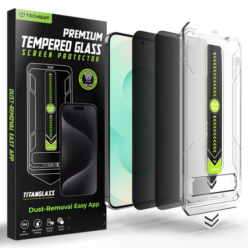 Folie pentru Samsung Galaxy S25 Plus / Galaxy S24 Plus (set 2) - Techsuit TitanGlass CrystalHD [Fingerprint Unlock Compatible] - Privacy