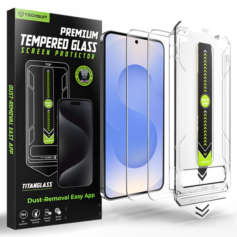 Folie pentru Samsung Galaxy S25 / Galaxy S24 (set 2) - Techsuit TitanGlass CrystalHD [Fingerprint Unlock Compatible] - Clear
