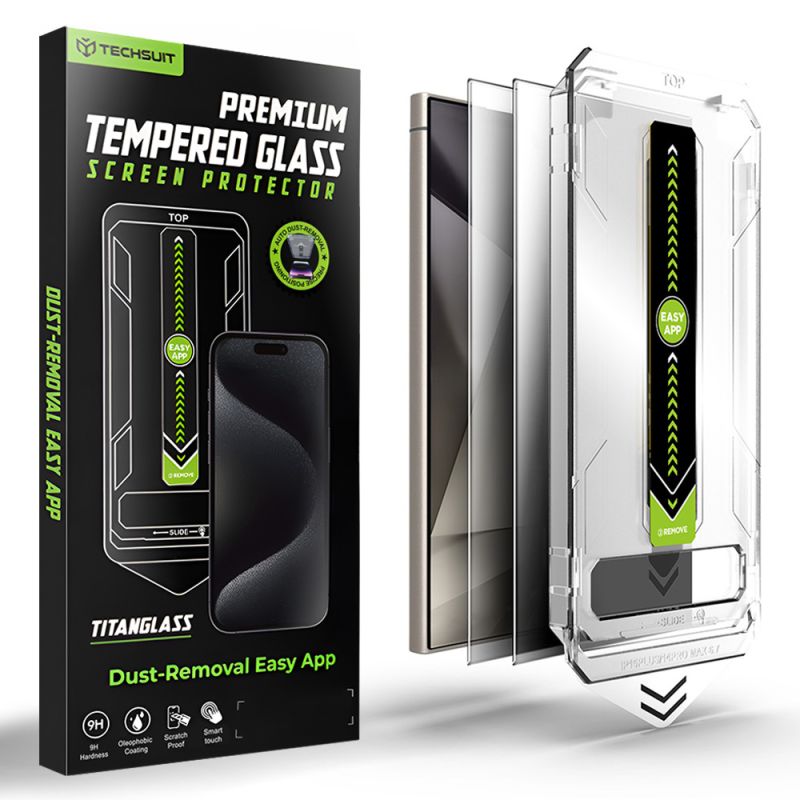 Folie pentru Samsung Galaxy S24 Ultra (set 2) - Techsuit TitanGlass CrystalHD [Fingerprint Unlock Compatible] - Privacy