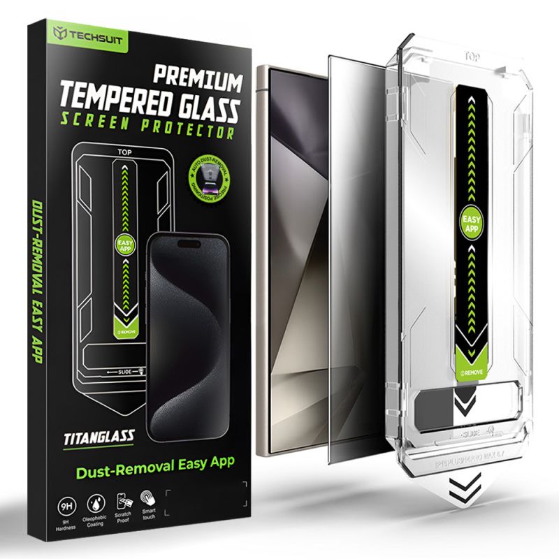 Folie pentru Samsung Galaxy S24 Ultra - Techsuit TitanGlass CrystalHD [Fingerprint Unlock Compatible] - Privacy