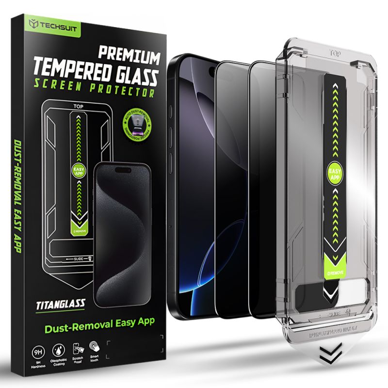 Folie pentru iPhone 16 Pro Max (set 2) - Techsuit TitanGlass FullCover - Privacy