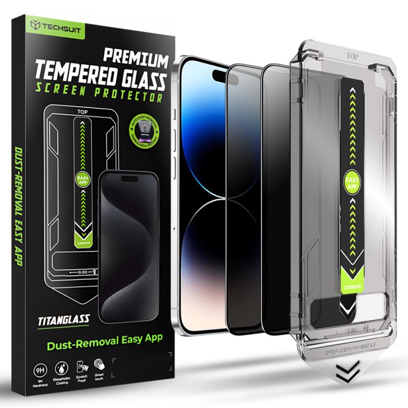 Folie pentru iPhone 14 Pro (set 2) - Techsuit TitanGlass FullCover - Privacy