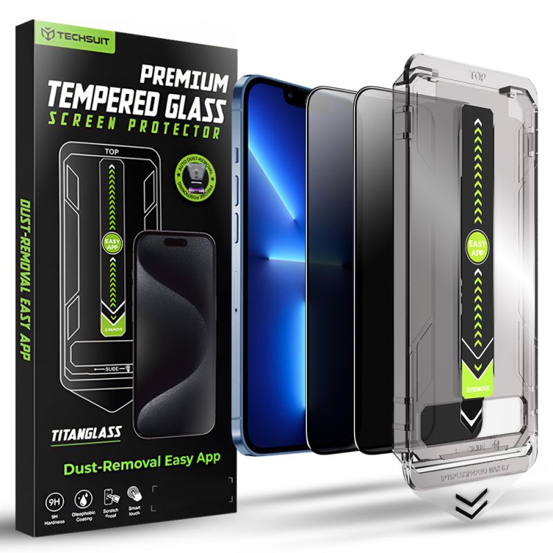 Folie pentru iPhone 13 Pro Max / iPhone 14 Plus (set 2) - Techsuit TitanGlass FullCover - Privacy