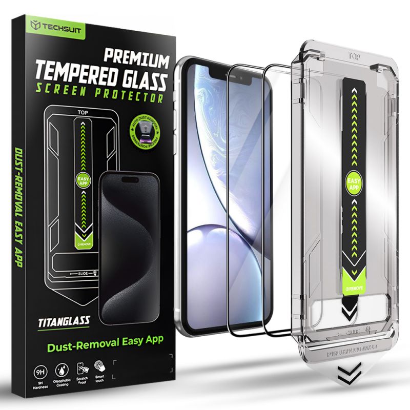 Folie pentru iPhone XR / iPhone 11 (set 2) - Techsuit TitanGlass FullCover - Black
