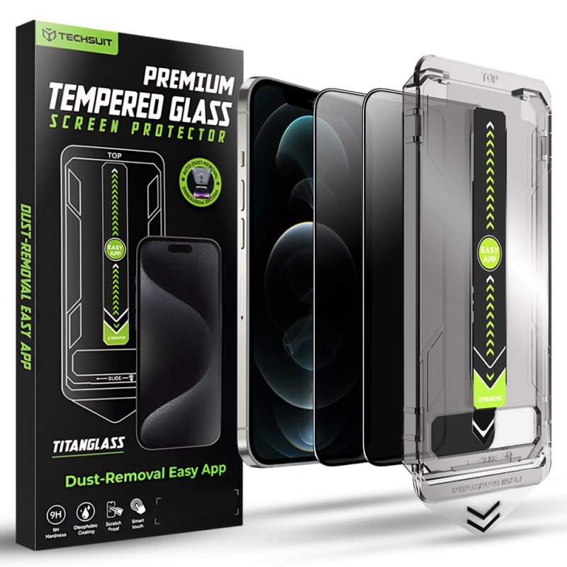 Folie pentru iPhone 12 / iPhone 12 Pro (set 2) - Techsuit TitanGlass FullCover - Privacy