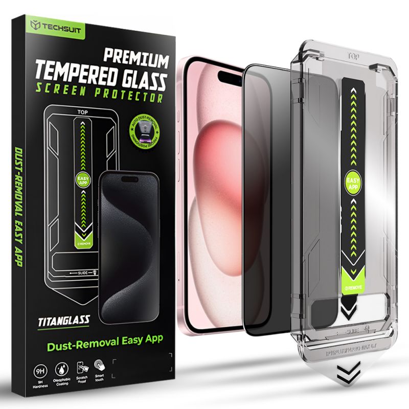 Folie pentru iPhone 15 / iPhone 16 - Techsuit TitanGlass FullCover - Privacy