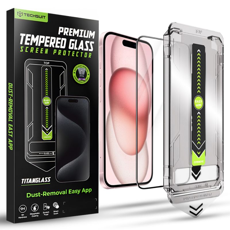 Folie pentru iPhone 15 / iPhone 16 - Techsuit TitanGlass FullCover - Black
