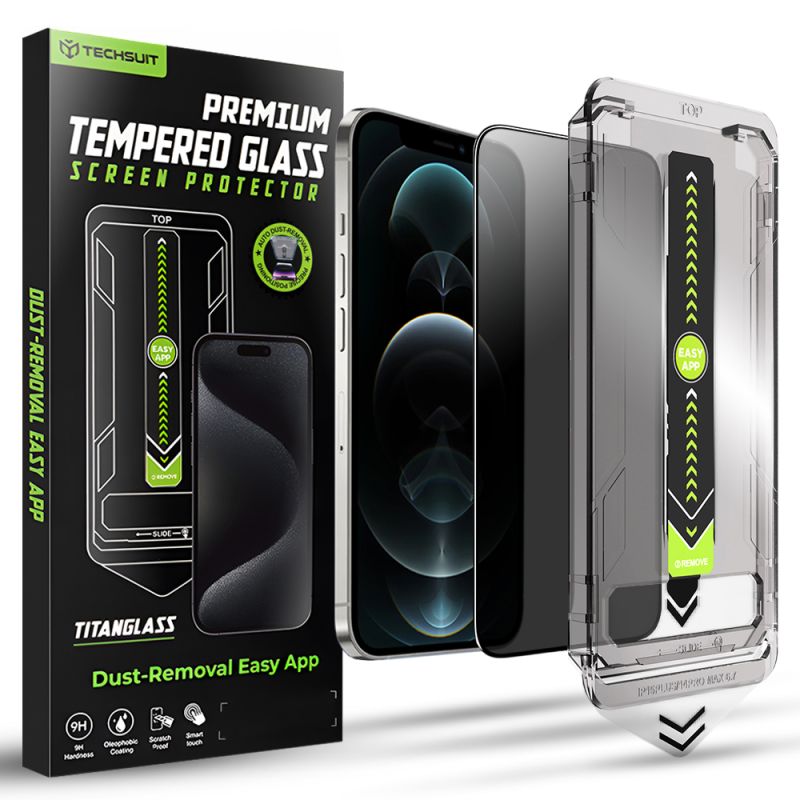 Folie pentru iPhone 12 / iPhone 12 Pro - Techsuit TitanGlass FullCover - Privacy