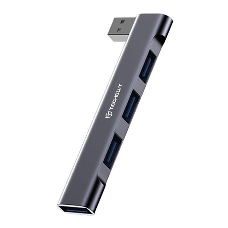 Hub USB la 3x USB 2.0, 1x USB 3.0 - Techsuit ZenithDock 4 in 1 (H14) - Gray