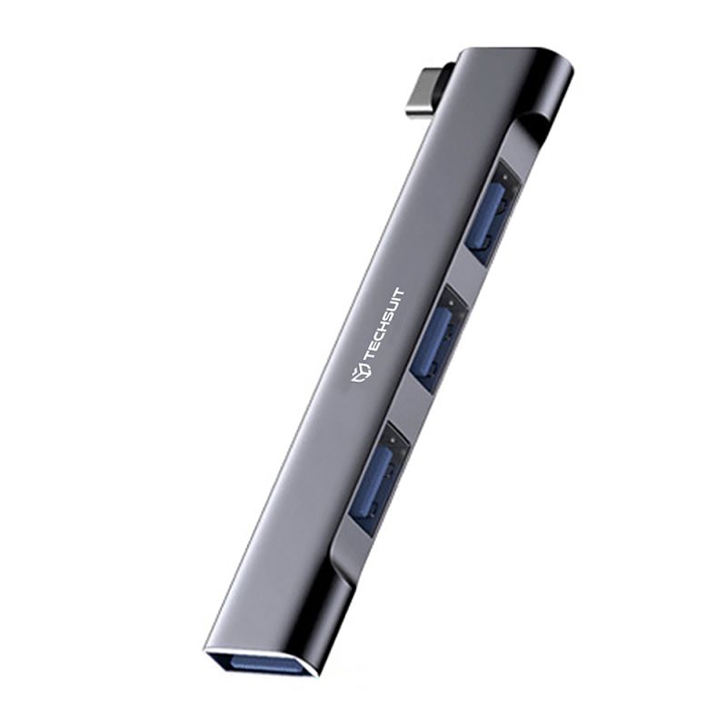Hub USB-C la 3x USB 2.0, 1x USB 3.0 - Techsuit ZenithDock 4 in 1 (H13) - Gray