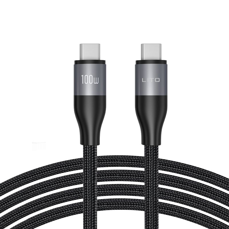 Cablu de Date Type-C la Type-C, Fast Charging, 480Mbps, 100W, 2m - Lito (LD25CC) - Grey