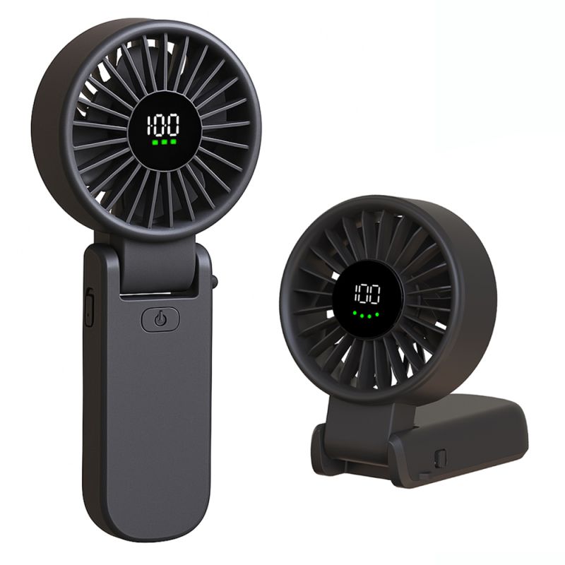 Ventilator Portabil cu Baterie si Display Digital, 5400RPM - Techsuit (A10) - Black