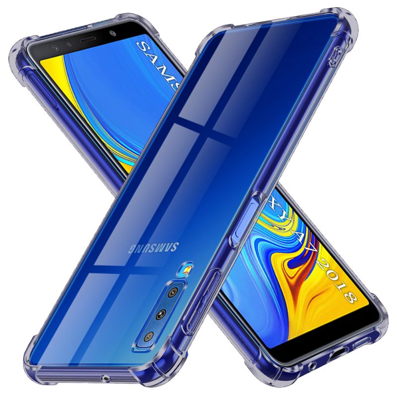 Husa pentru Samsung Galaxy A7 2018 - Techsuit Shockproof Clear Silicone - Smoke Black