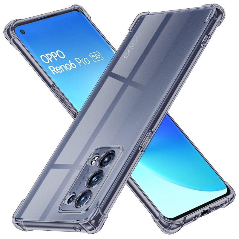 Husa pentru Oppo Reno6 Pro 5G (Snapdragon) - Techsuit Shockproof Clear Silicone - Smoke Black