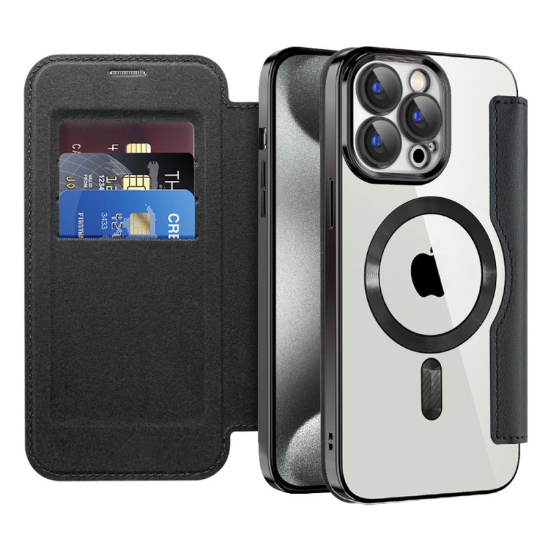 Husa pentru iPhone 15 Pro - Techsuit SmartMag Book Case - Black