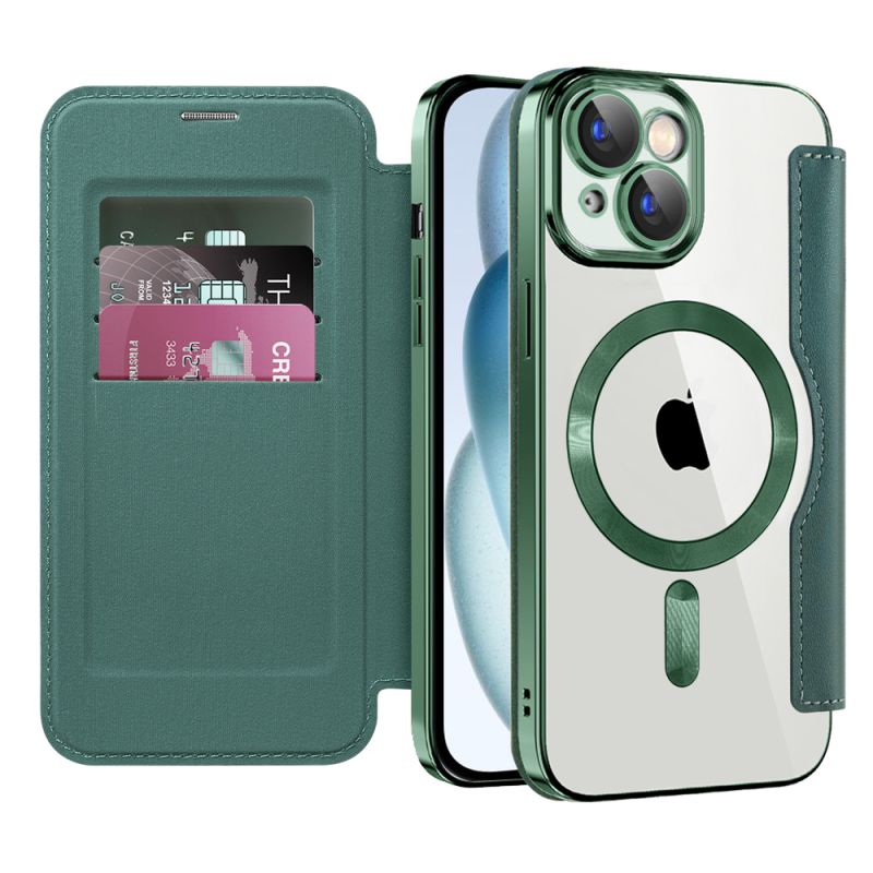 Husa pentru iPhone 15 - Techsuit SmartMag Book Case - Green