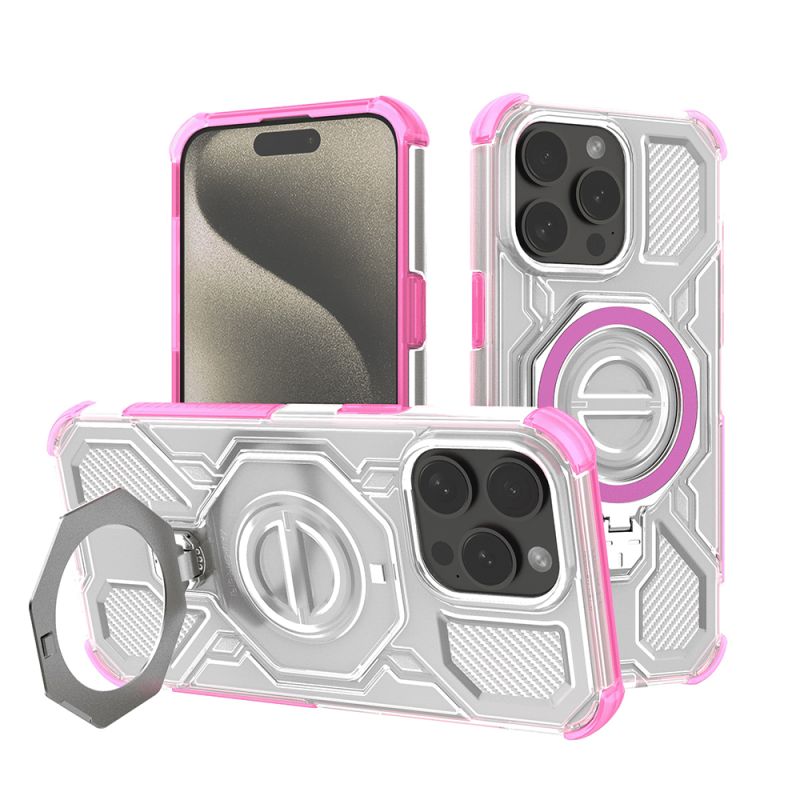 Husa pentru iPhone 15 Pro Max - Techsuit Carbon Shield PRO - Pink Transparent