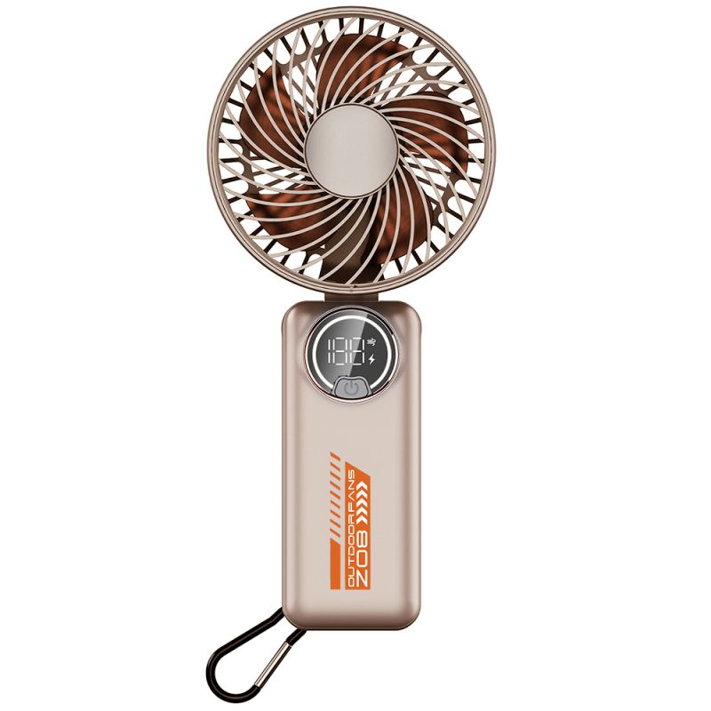 Ventilator Portabil cu Baterie si Display Digital, 3600mAh - Techsuit (Z8) - Beige