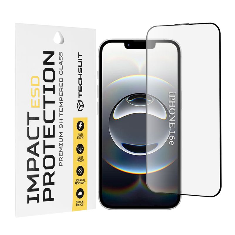 Folie pentru iPhone 16e / iPhone 17e - Techsuit ESD Glass - Black
