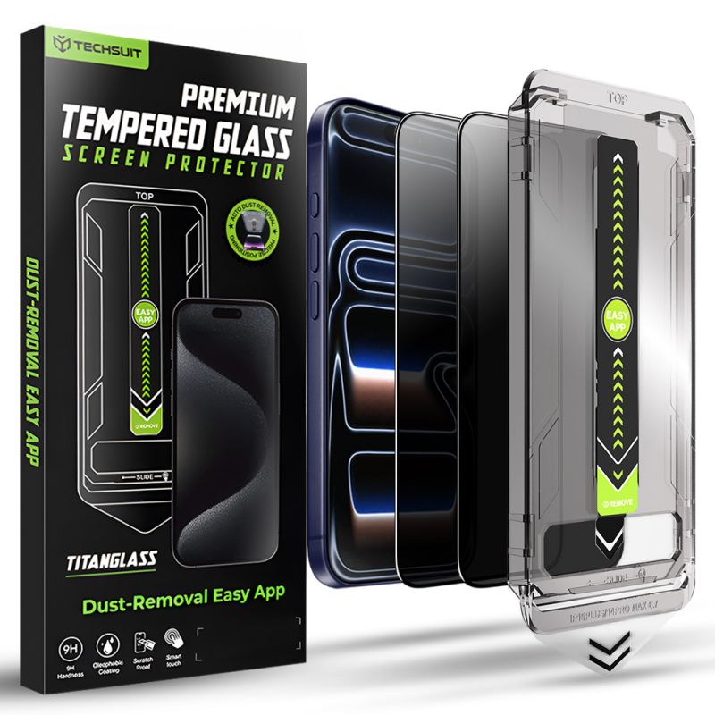 Folie pentru iPhone 17 Pro (set 2) - Techsuit TitanGlass FullCover - Privacy