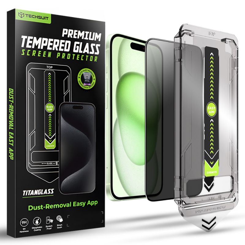 Folie pentru iPhone 15 Plus / iPhone 16 Plus - Techsuit TitanGlass FullCover - Privacy