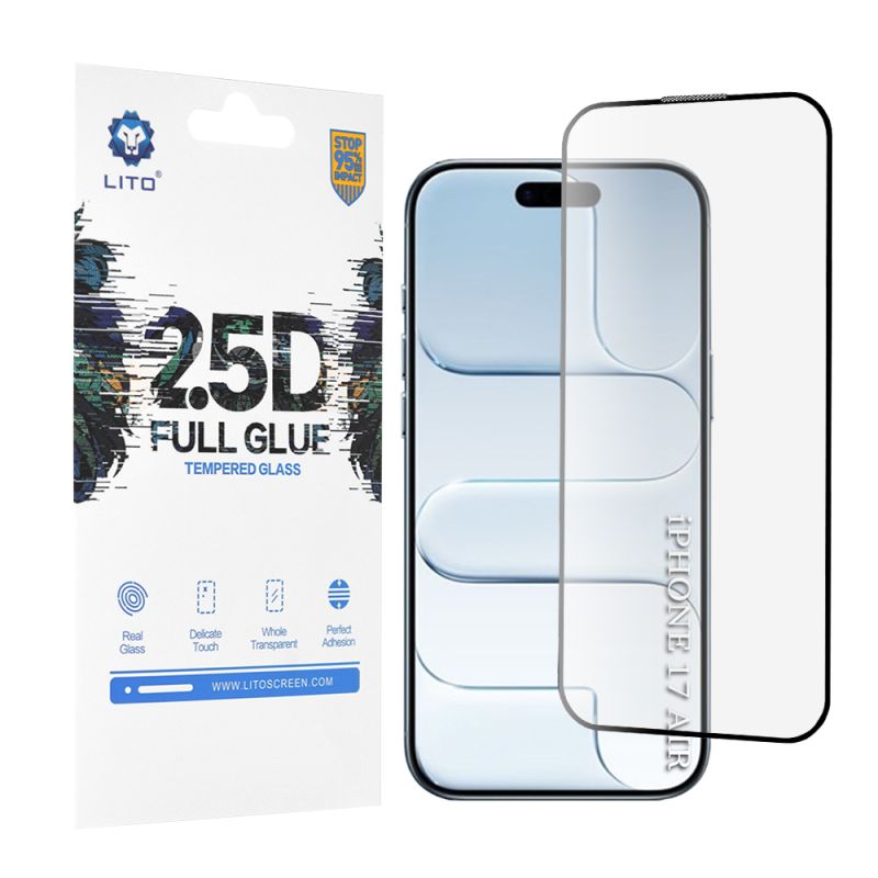 Folie pentru iPhone 17 Air - Lito 2.5D FullGlue Glass - Black