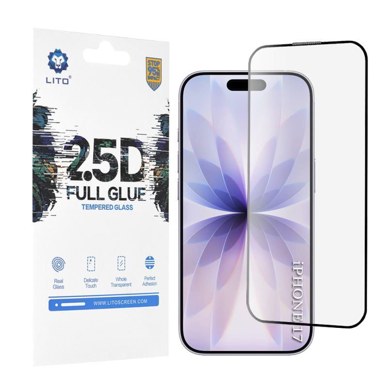 Folie pentru iPhone 17 / iPhone 16 Pro - Lito 2.5D FullGlue Glass - Black