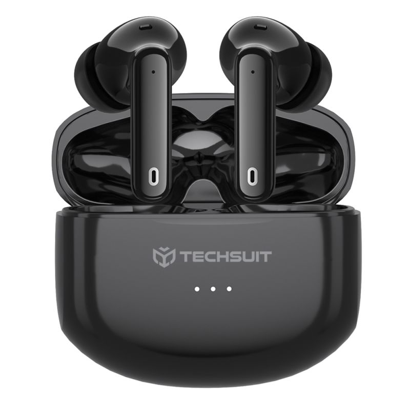 Casti Wireless, In-ear, 300mAh, USB-C, Tehnologie ANC, Control Tactil - Techsuit Audira Pro (CW1) - Black