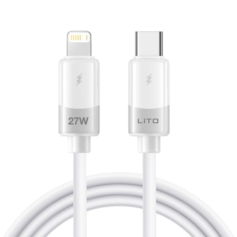 Cablu de Date Fast cu Mufe Lightning, Type-C, 1m - Lito Liquid Silicone (LD07) - White