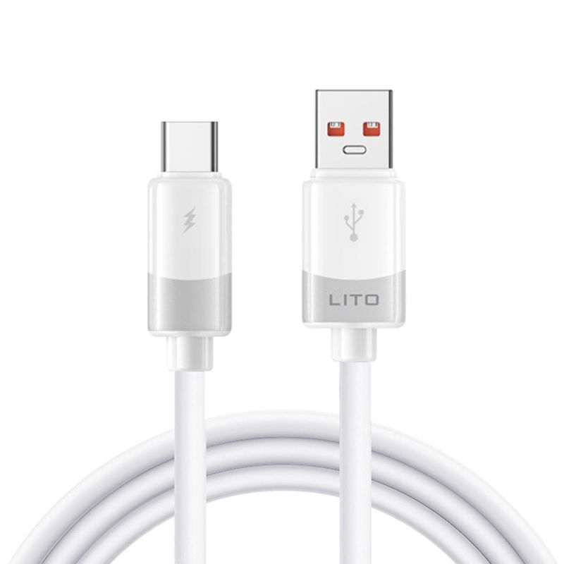 Cablu de Date Fast cu Mufe USB, Type-C - Lito Liquid Silicone (LD07) - White