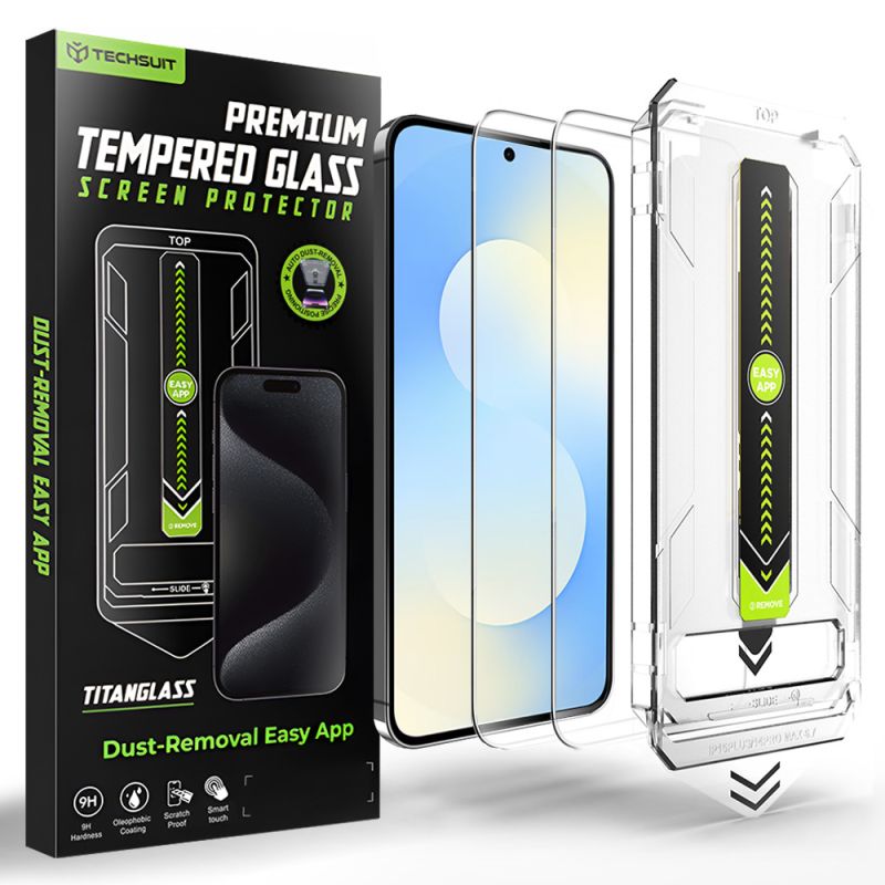 Folie pentru Samsung Galaxy S25 FE / A57 (set 2) - Techsuit TitanGlass CrystalHD [Fingerprint Unlock Compatible] - Clear