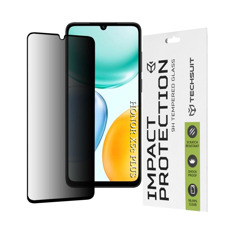 Folie pentru Honor X5c Plus - Techsuit 111D Privacy Full Glue - Black