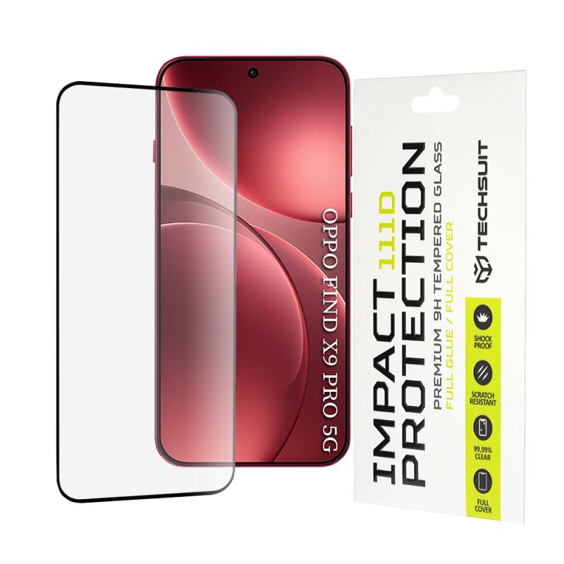Folie pentru Oppo Find X9 Pro / Find X10 Pro Max - Techsuit 111D Full Cover / Full Glue Glass - Black