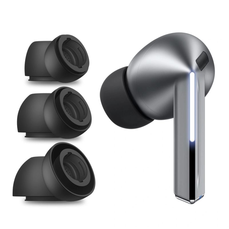 Dopuri din Silicon pentru Samsung Galaxy Buds 3 Pro, S, M, L (set 3) - Techsuit AirVibe (ET3) - Black