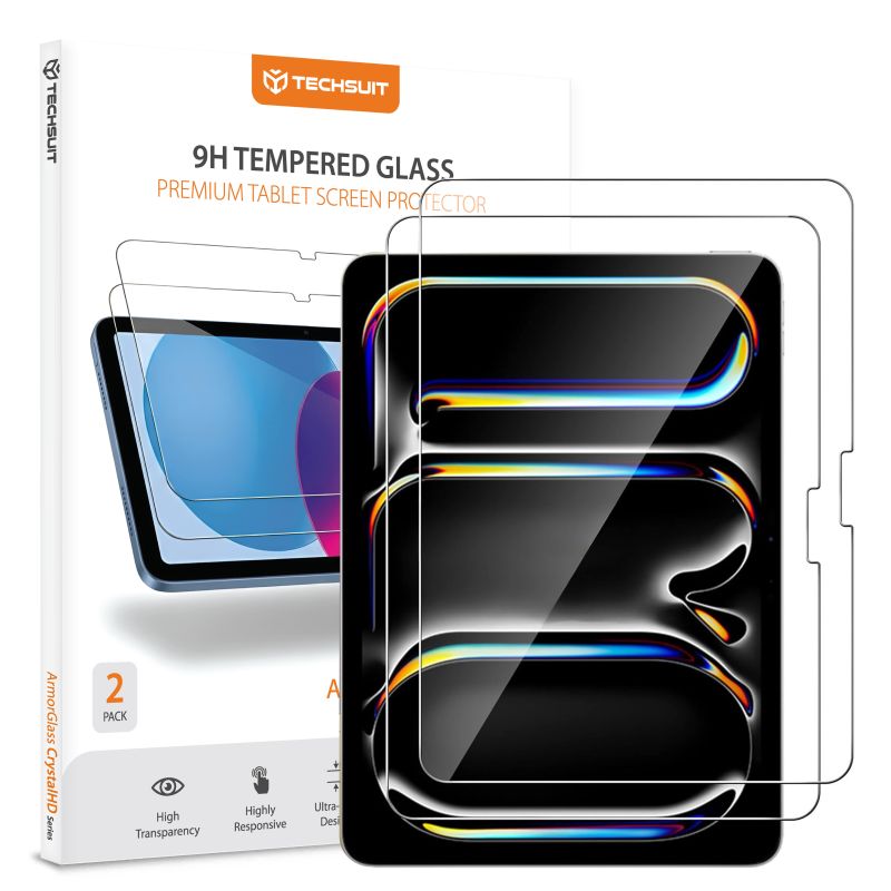 Folie pentru iPad Pro 13 (2024) / iPad Pro 13 (2025) / iPad Air 13 (2024 / 2025 / 2026) (set 2) - Techsuit ArmorGlass CrystalHD - Clear