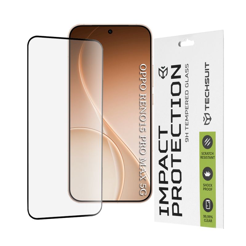 Folie pentru Oppo Reno15 Pro Max - Techsuit 111D Full Cover / Full Glue Glass - Black
