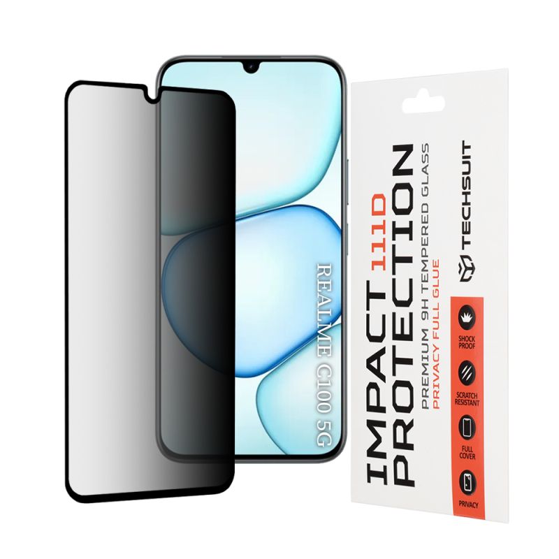Folie pentru Realme C100 5G - Techsuit 111D Privacy Full Glue - Black