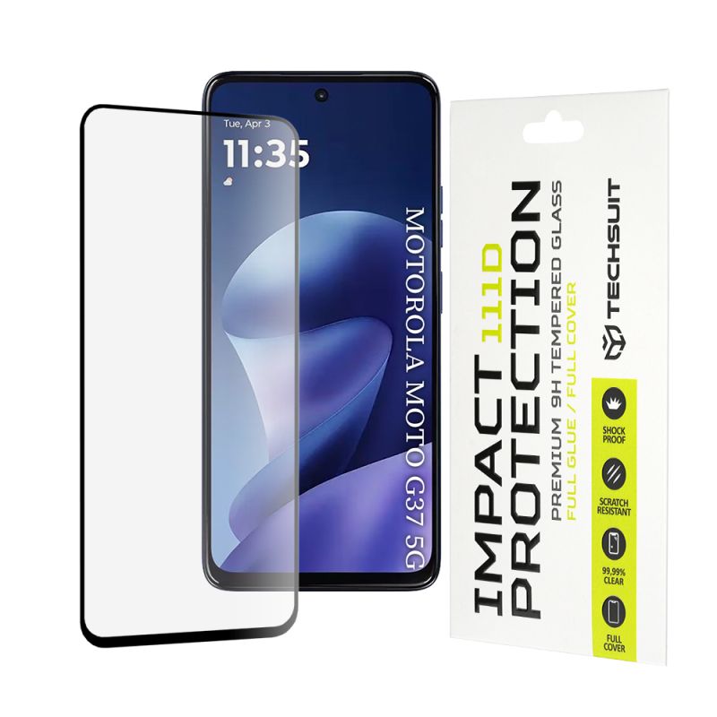 Folie pentru Motorola Moto G37 / G37 Power / G47 / G47 Power - Techsuit 111D Full Cover / Full Glue Glass - Black