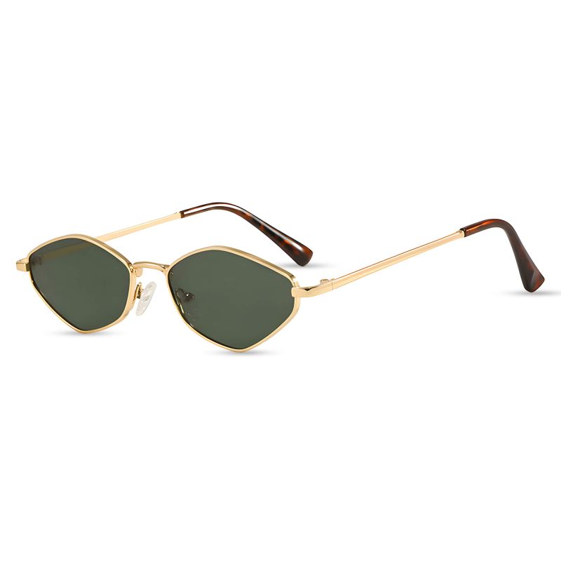 Ochelari de Soare Geometrici, pentru Femei - Techsuit (6206) - Gold / Green