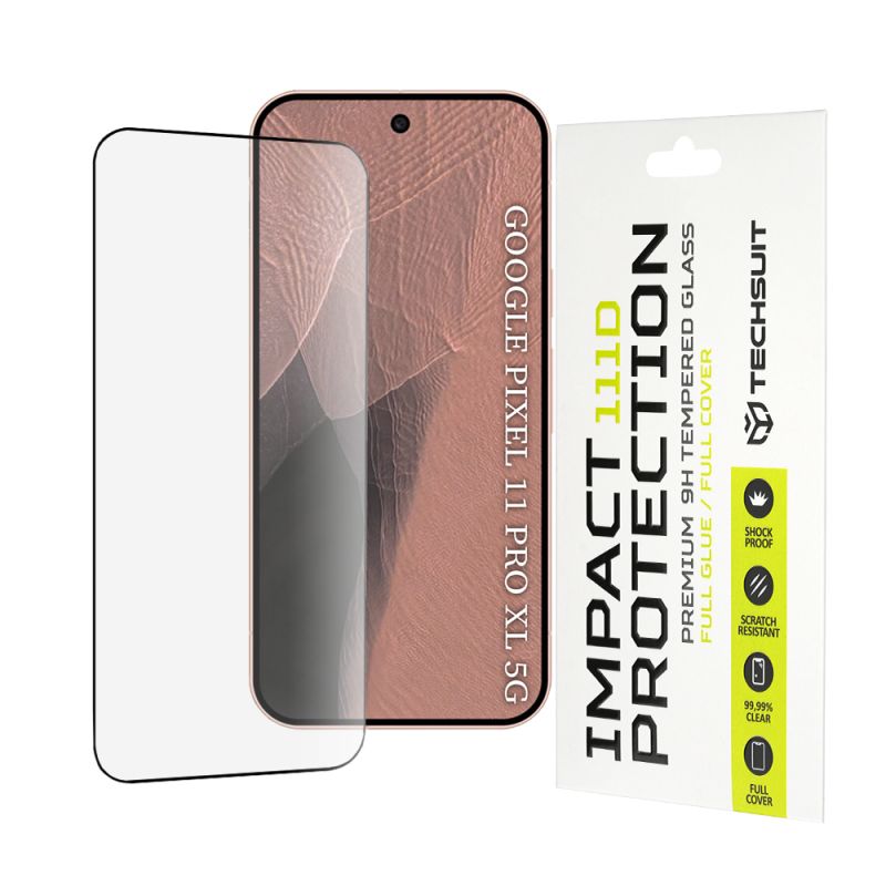 Folie pentru Google Pixel 11 Pro XL - Techsuit 111D Full Cover / Full Glue Glass - Black