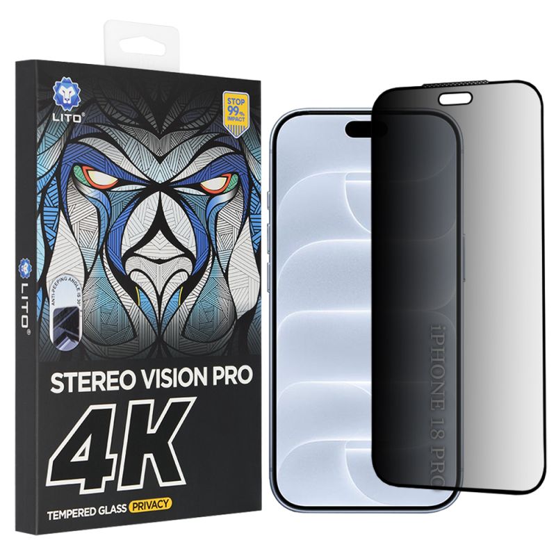 Folie pentru iPhone 18 Pro - Lito D+ Max 4K Privacy - Black