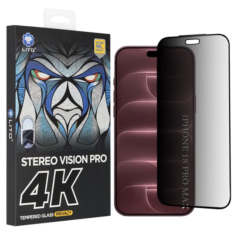 Folie pentru iPhone 18 Pro Max - Lito D+ Max 4K Privacy - Black